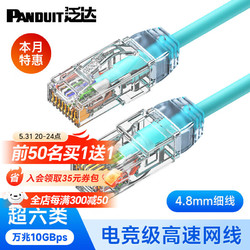 PANDUIT 泛达 超六类细网线CAT6A类跳线  冰湖蓝 0.5米