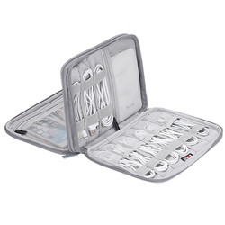 BUBM 必优美 耳机数据线收纳包数码多功能电源充电器盒硬盘U盘旅行便携整理袋 小号双层DISD-MYB