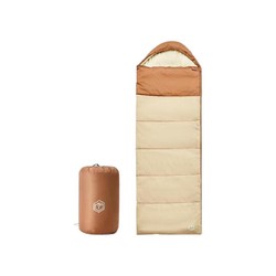 京东京造 信封式睡袋 户外露营防潮柔软贴身恒温加厚保暖冬季 浅沙色1.0kg