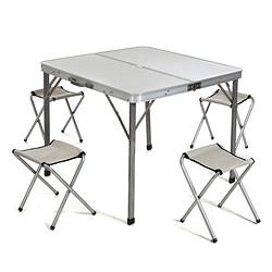 闪电客 定制户外广告宣传展业桌折叠桌子野餐活动地推桌椅套装便携式摆摊带伞