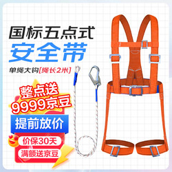 鑫宝麟 高空作业全身式防坠落安全带五点式单大钩2米