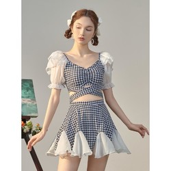 法玛莎 宋智雅同款新款爆款纯欲风遮肚显瘦保守泡温泉分体聚拢泳衣女