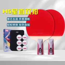 88VIP：DHS 红双喜 官乒乓球拍H5直拍两只五星级乒乓球拍5星专业级2只
