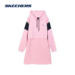 SKECHERS 斯凯奇 官方outlets复古系列针织假两件连衣裙上半身撞色卫衣裙子