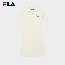 FILA 斐乐 官方女子针织连衣裙2024夏新款时尚修身POLO领短袖裙子