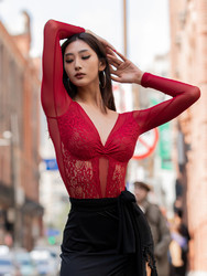 YES拉丁舞国标舞衣女2024新款上衣舞服品牌舞蹈上衣练功体服YD248