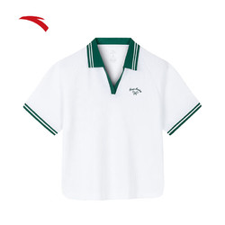 ANTA 安踏 网球风修身短款短袖polo衫女2024夏季百搭学院休闲针织衫