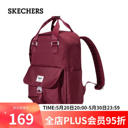 SKECHERS 斯凯奇 大容量双肩包男女同款背包学院风323U097 马鞍红/03L1 均码
