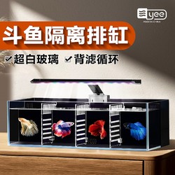 88VIP：yee 意牌 超白斗鱼缸玻璃多格隔离背滤免换水客厅小型生态泰国斗鱼排缸