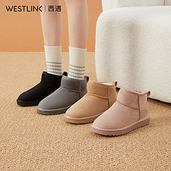 WESTLINK 西遇 雪地靴女士2023年冬季时尚保暖加绒加厚休闲可爱短筒D0023821