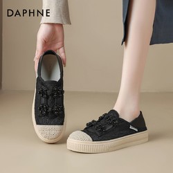 百亿补贴：DAPHNE 达芙妮 厚底时尚渔夫鞋女夏季薄款透气网面鞋子女圆头新中式帆布鞋