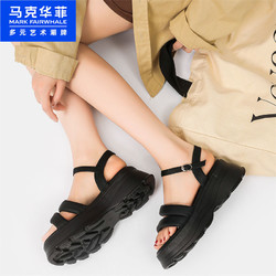 88VIP：MARK FAIRWHALE 马克华菲 2024夏季一字带厚底凉鞋女外穿沙滩女鞋