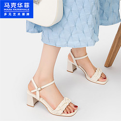 88VIP：MARK FAIRWHALE 马克华菲 2024夏一字带优雅时装凉鞋方头高跟女鞋