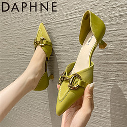 DAPHNE 达芙妮 真皮网红高跟鞋女细跟轻奢气质女士不累脚的高级感法式单鞋