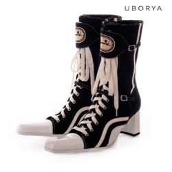 移动专享：Borya 手工帆布高跟短靴