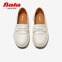 Bata 拔佳 木作乐福鞋女2024春商场新款通勤牛皮通勤护士单鞋ATK31AA4