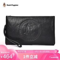 Hush Puppies 暇步士 手包男士休闲经典狗狗标志商务出差真皮大容量手拿包
