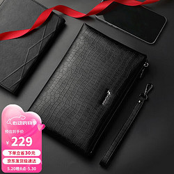 L\'ALPINA 阿尔皮纳 意大利袋鼠（L\'ALPINA）男士手包羊皮鳄鱼纹压花信封包商务长款拉链手拎包大容量手拿包男高档实用生日礼物送男生男友老公