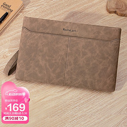 MashaLanti 马莎兰缇 时尚男士手拿包大容量拉链信封包休闲手抓包男父亲节生日礼物实用送爸爸男朋友老公 E2713咖啡色