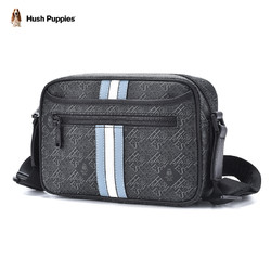 Hush Puppies 暇步士 单肩包男新款复古休闲pvc斜挎包棋盘系列男士大容量小背包