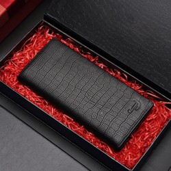 Crocodile 鳄鱼恤 质感头层牛皮钱包长款男时尚多卡位真皮男钱包礼盒