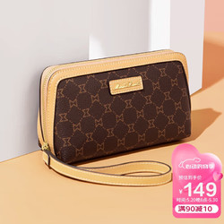 MashaLanti 马莎兰缇 钱包女手拿包零钱包多功能女士手抓包实用生日礼物送妈妈女友老婆 深棕配杏