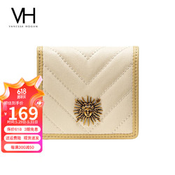 VANESSA HOGAN VH女包撞色短款钱包女牛皮时尚多卡位钱夹零钱包生日礼物送女友