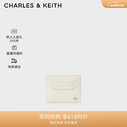 CHARLES & KEITH CHARLES&KEITH24春季简约纯色迷你牛皮卡包女SL6-50681124 White白色 3个