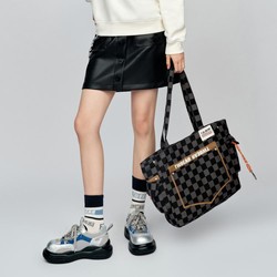 TEENIE WEENIE 小熊春季撞色棋盘格大容量单肩包户外女包