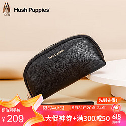 Hush Puppies 暇步士 手包女简约百搭包包女包经典纯色手拿包女 黑色
