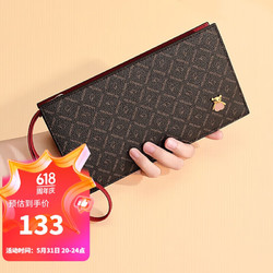 goldlion 金利来 女士手包女复古优雅印花PVC手拿包多卡位钱夹可放手机钱夹 FC512013-1C20 红 520情人节礼物送女友老婆生日礼物