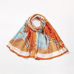 BONAS 宝娜斯 防晒沙滩巾气质丝巾女时尚百搭女士长款印花围巾披肩送长辈礼物