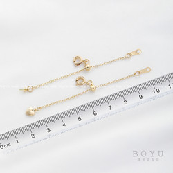 博誉 保色14K包金伸缩可调节挂珍珠托延长链桃心吊饰尾链diy饰品加长链