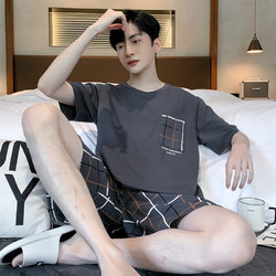 88VIP：顶瓜瓜 睡衣男短袖纯棉春秋季男士青少年男生全棉家居服套装夏款