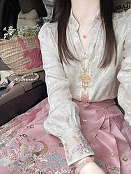 新中式国风重工衬衫马面裙套装女夏季改良明制汉服日常通勤两件套