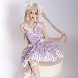 豹了个猫 原创lolita 甜心软糖BW限定花苞裙JSK甜系大蝴蝶结 紫色 XXL