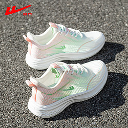 WARRIOR 回力 女鞋运动鞋女2024新款春季减震网面鞋子女透气轻便软底跑步鞋 白粉绿 37