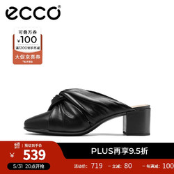 ecco 爱步 穆勒鞋女 方头高跟外穿羊皮单鞋女通勤鞋 型塑290683 黑色29068301001 38