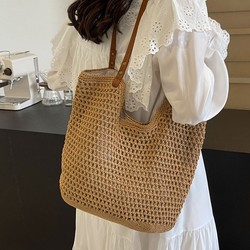 88VIP：CARTELO 卡帝乐鳄鱼 2024新款百搭休闲单肩海边度假沙滩包时尚编织托特包大容量包包女