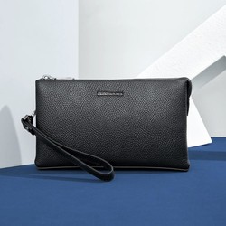 BOSS SUNWEN 博斯绅威 头层牛皮手拿包长款拉链手抓钱包手腕包男士手包