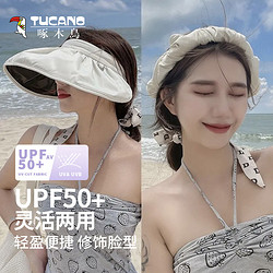 88VIP：TUCANO 啄木鸟 帽子女夏季遮阳帽黑胶空顶帽防晒太阳帽骑车出游潮牌贝壳帽