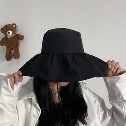 others 其他 夏季新款黑胶遮阳防晒帽户外出行可折叠塑形太阳帽大檐渔夫帽子女