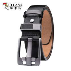 88VIP：TUCANO 啄木鸟 皮带男士青年简约百搭潮真皮针扣裤带中年商务高档牛皮腰带