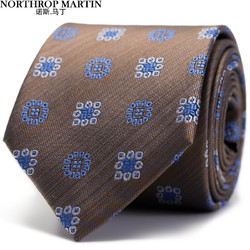 NORTHROP MARTIN 诺斯.马丁 高端真丝领带男士商务休闲正装手打7.5cm宽礼盒装 JY111 茶色