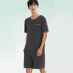 88VIP：Miiow 猫人 睡衣男凉感科技抗菌可外穿薄款宽松短袖短裤家居服男新款套装