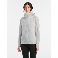 ARC\'TERYX 始祖鸟 轻巧耐用 风壳 轻量透气 女子 连帽防风夹克 Atmos/灰白 XXS