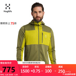 HAGL&Ouml;FS 火柴棍 HAGLOFS连帽Polartec Power Grid 上衣男春秋605366-4QV 绿色/黄绿色