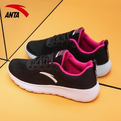 ANTA 安踏 女鞋夏季运动鞋女士春季新款软底休闲鞋轻便旅游网面鞋跑步鞋子女 黑/洋红-5 36.5