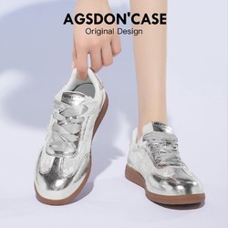 百亿补贴：Agsdon 奥古狮登 银色阿甘鞋女鞋2024新款夏季薄款透气网面百搭德训鞋板鞋