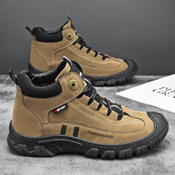 VANCAMEL 西域骆驼 专业户外登山鞋男高帮真皮耐磨防滑运动爬山鞋轻便防水徒步鞋 卡其色 41